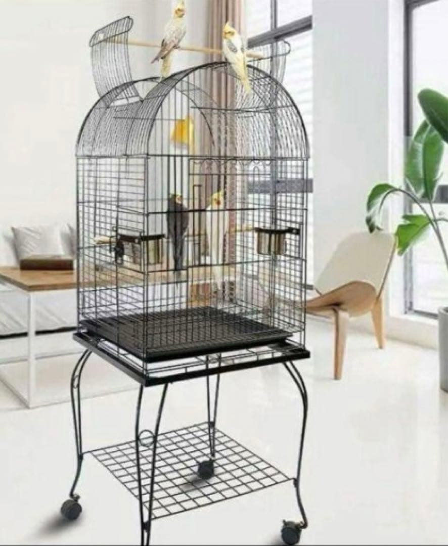 アーチ型金属製鳥かご キャスター付き