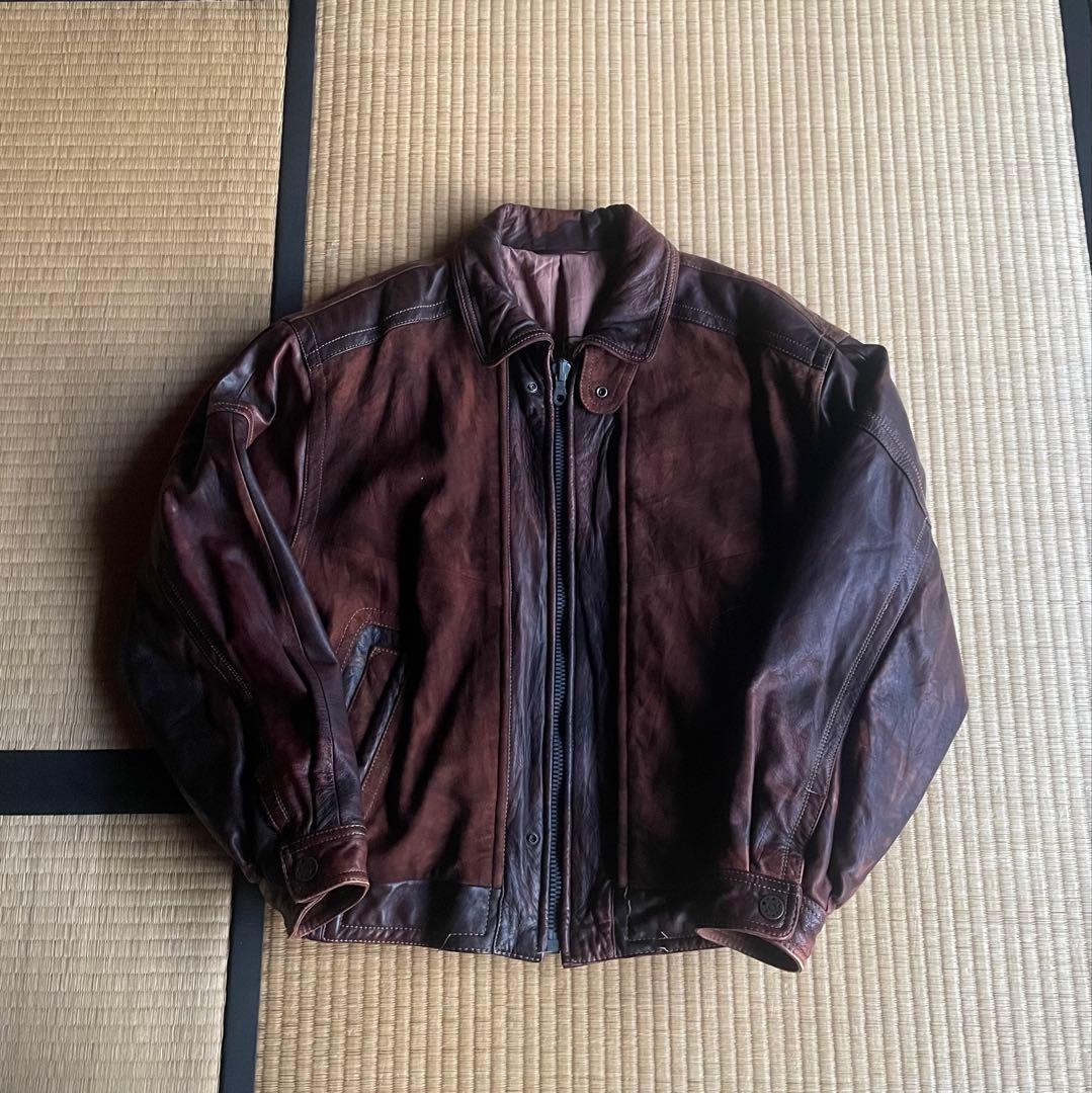 【雰囲気抜群80s】高級ラムナッパレザー　子羊革　デンマーク製　レザージャケット