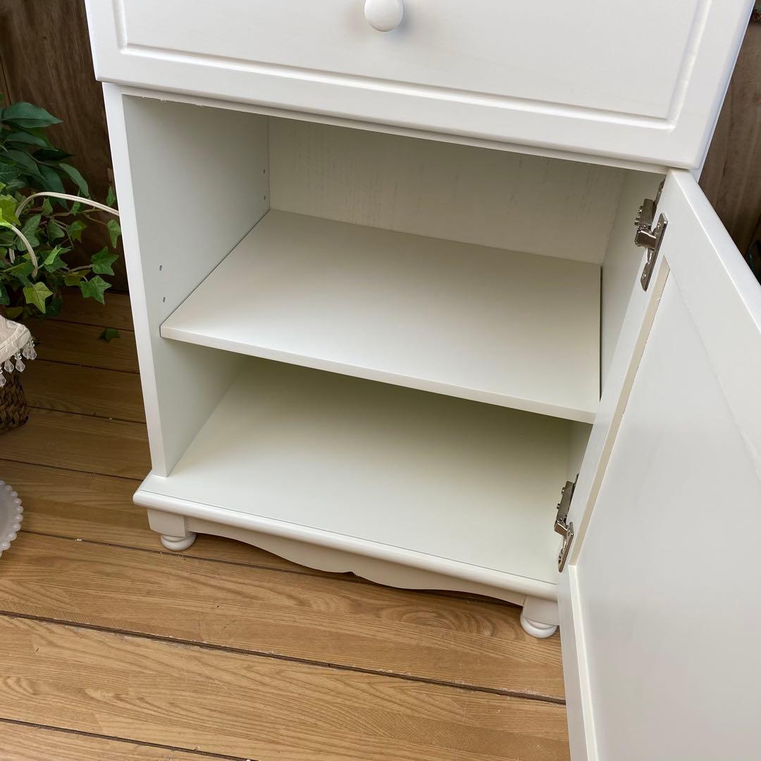 訳あり品【131】フレンチカントリー調ホワイトサイドキャビネット飾り棚収納家具