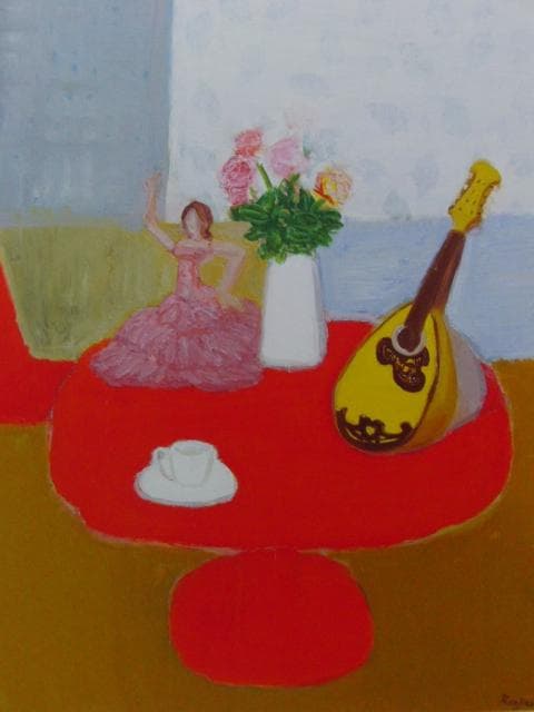 柴田賢治郎、【赤いテーブルの静物 '04 (C)】、希少な画集画