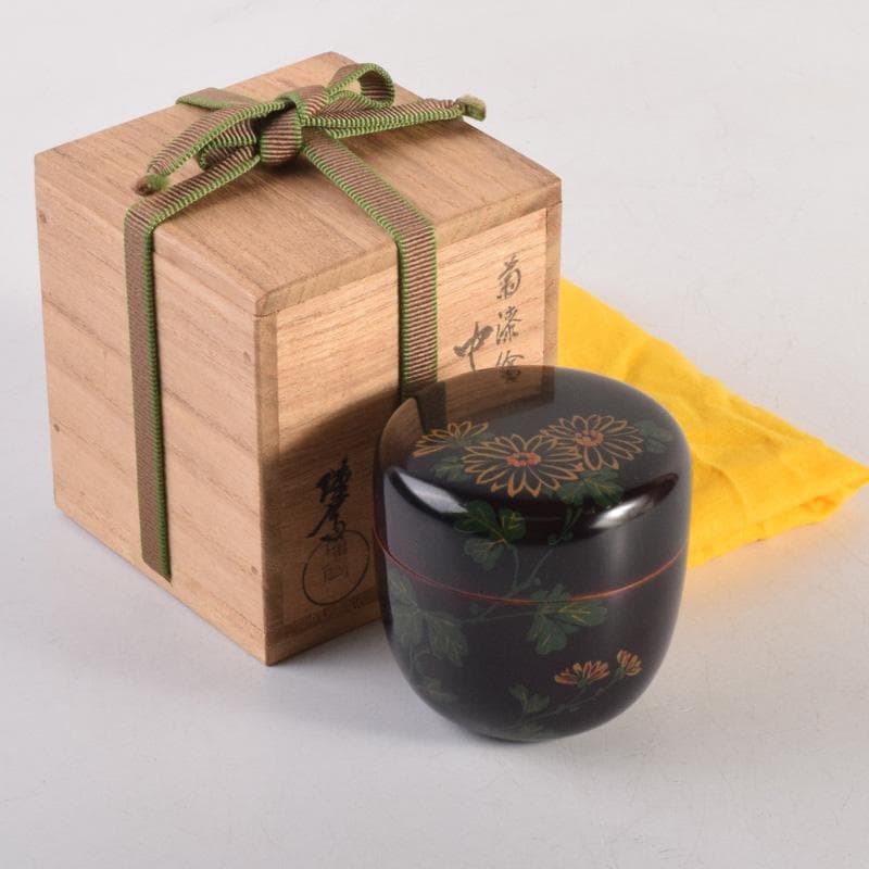 茶道具　瑛斎作　菊蒔絵　中棗　共箱　V　8321