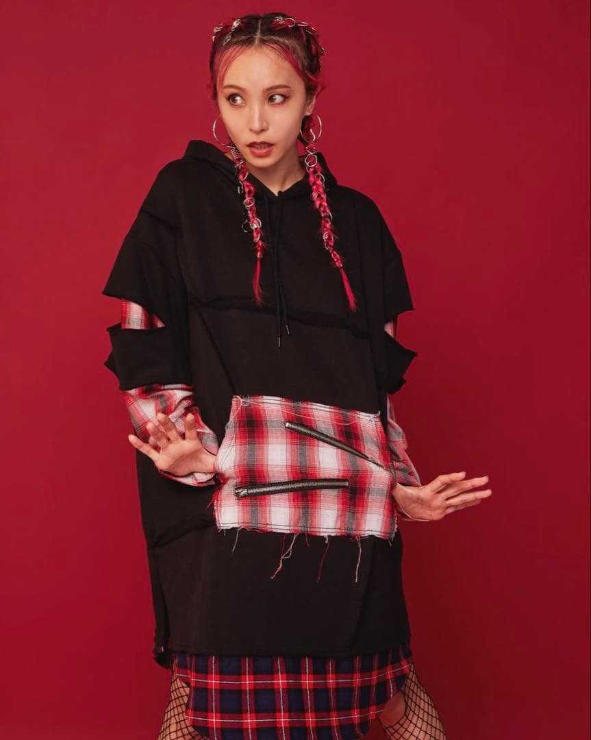LiSA × Candy Stripper コラボ チェック パーカー