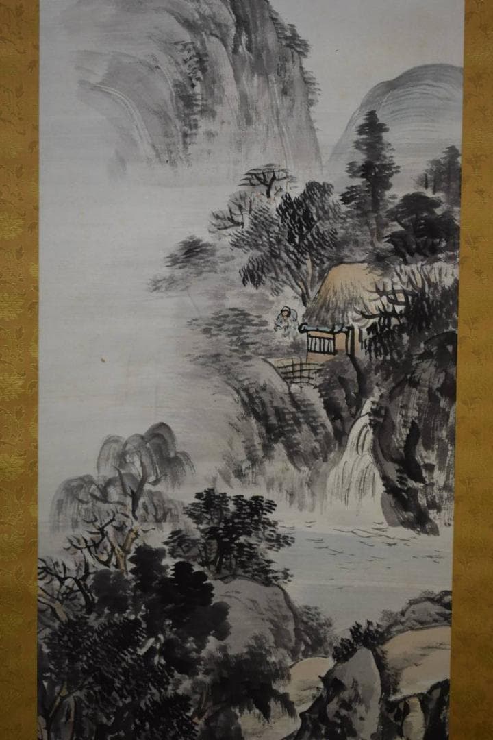 真作/頼渓/山水人物図/布袋屋掛軸HD-712