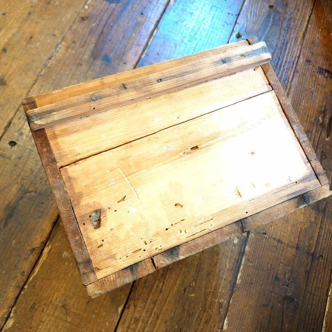 ミツワ肝油ドロップ　木箱　明治時代　アンティーク　インダストリアル　古木